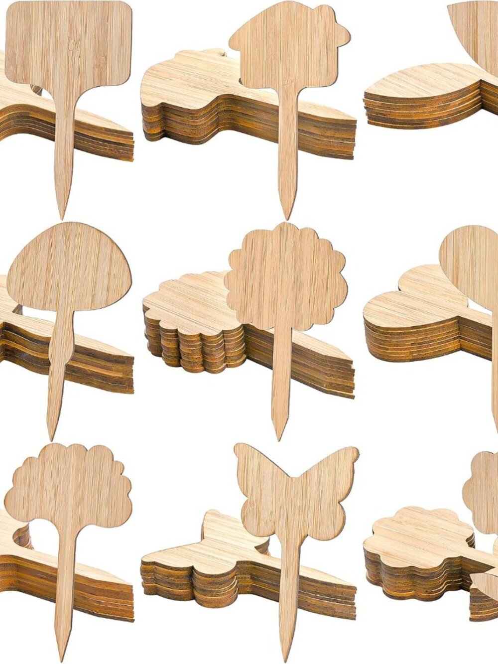 90 Pack 9 Styles Bamboo Plant Labels, Wood Plant Name Stakes Seedling Label Stic